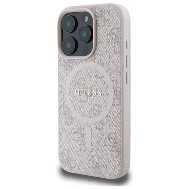 Guess 4G Ring Classic Logo MagSafe – dėklas iPhone 16 Pro Max (rožinis)