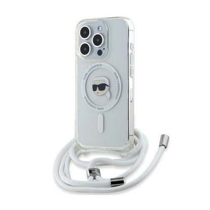 Karl Lagerfeld krepšys per petį IML Karl Head MagSafe – „iPhone 15 Pro Max“ dėklas (permatomas)