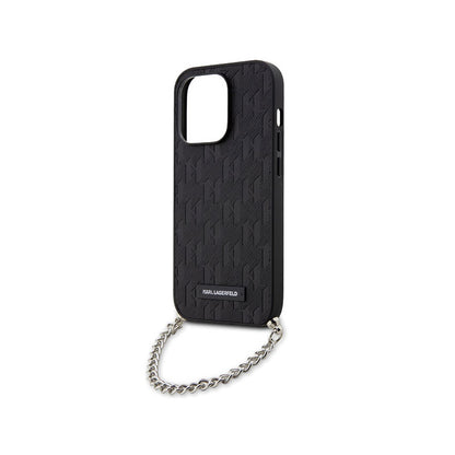 Karl Lagerfeld Saffiano Monogram Chain – Dėklas iPhone 14 Pro (juodas)