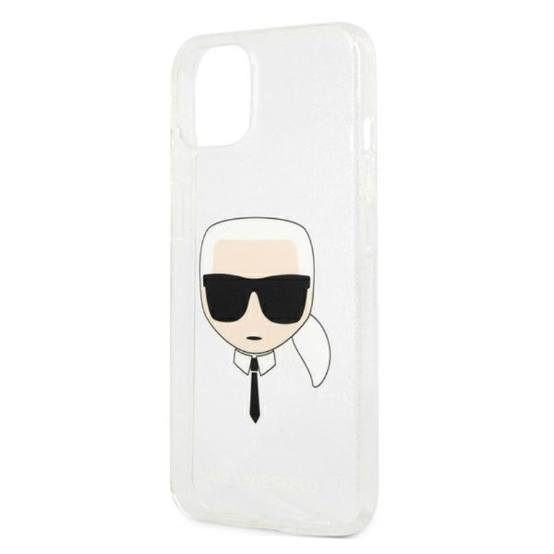 Karl Lagerfeld Karl's Head Glitter – dėklas, skirtas „iPhone 13 mini“ (sidabrinis)