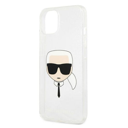 Karl Lagerfeld Karl's Head Glitter – dėklas, skirtas „iPhone 13 mini“ (sidabrinis)