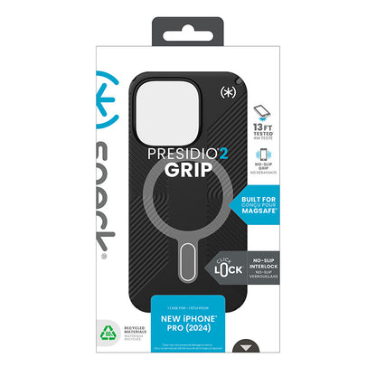Speck Presidio2 Grip ClickLock & MagSafe - Dėklas iPhone 16 Pro (Juoda / Šiferio pilka / Balta)