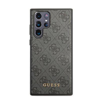 Guess 4G Metal Gold Logo – dėklas, skirtas „Samsung Galaxy S24 Ultra“ (juodas)
