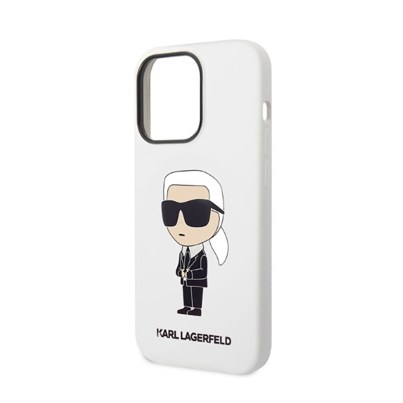 Karl Lagerfeld NFT Ikonik silikoninis dėklas, skirtas iPhone 14 Pro (Balta)