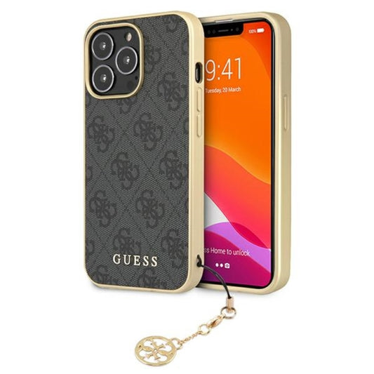 Guess 4G Charms Collection – dėklas, skirtas „iPhone 13 Pro Max“ (pilkos spalvos)