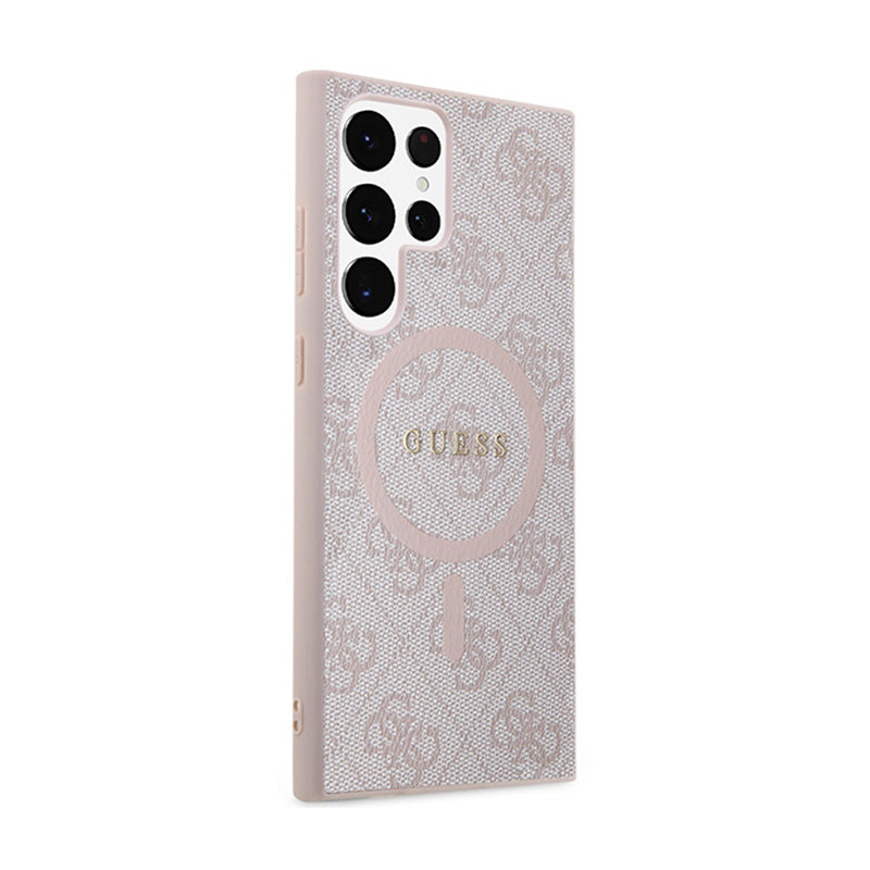 Guess 4G Collection Odinis Širdies Logotipas MagSafe – dėklas Samsung Galaxy S24 Ultra (Rožinis)