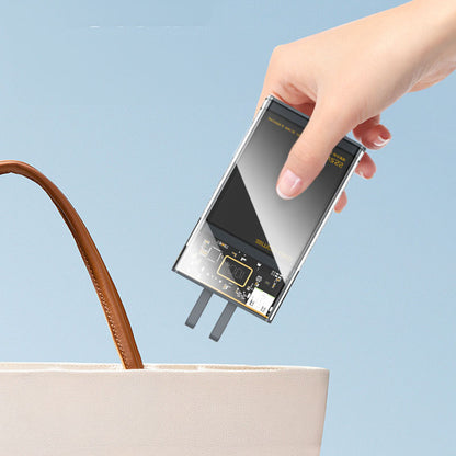 WEKOME WP-325 Vanguard Series – Maitinimo blokas 20000 mAh Super Charging su įmontuotu USB-C ir Lightning PD 20W laidu + QC 22.5W (juoda / permatoma)