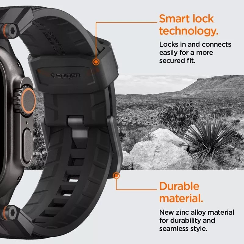Spigen DuraPro Armor – juosta, skirta „Apple Watch 44/45/46/49 mm“ (juodas leidimas)
