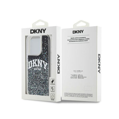 DKNY Liquid Glitter Big Logo – dėklas, skirtas „iPhone 15 Pro“ (juoda)