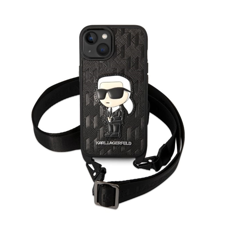 Karl Lagerfeld NFT monograma Ikonik antsiuvas – dėklas „iPhone 14 Plus“ (juodas)