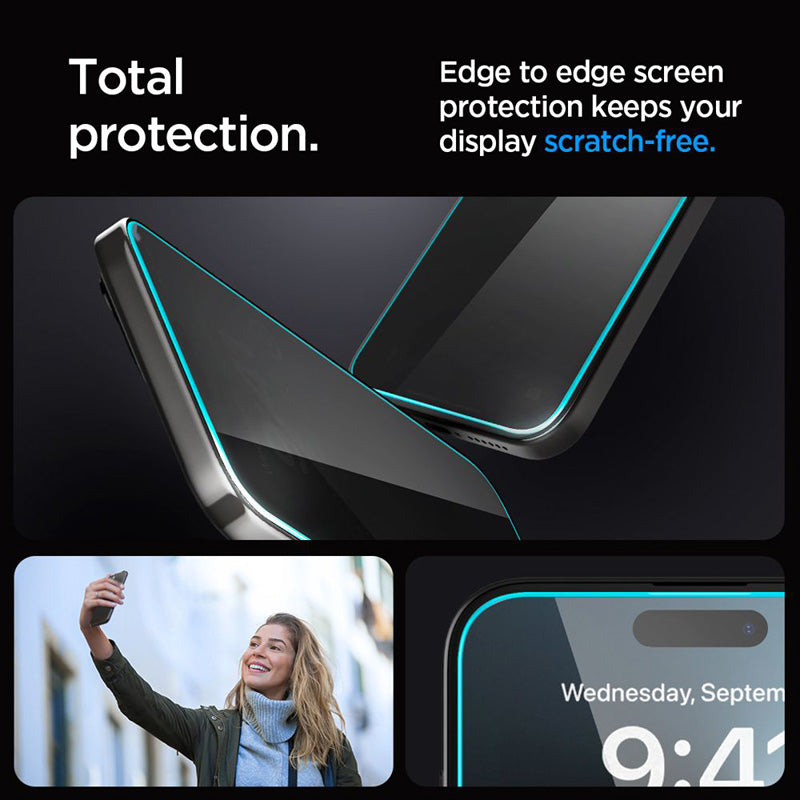 Spigen GLAS.TR EZ FIT Privacy 2 vnt. – grūdintas stiklas su privatumo filtru „iPhone 15“ / 16, 2 vnt.
