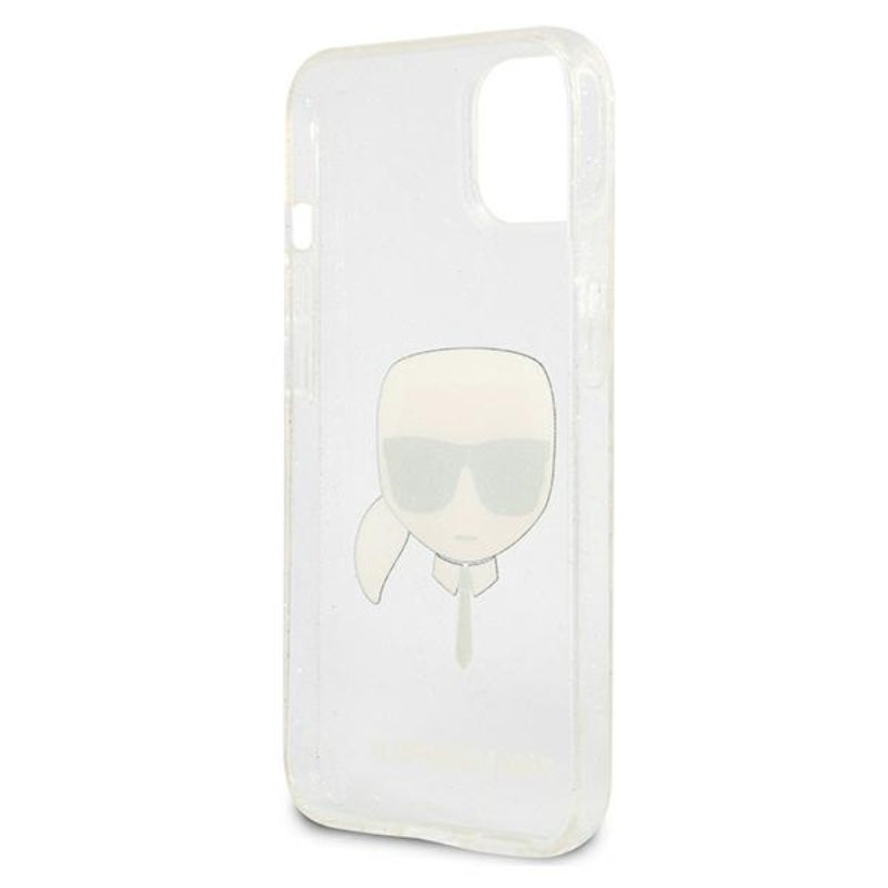 Karl Lagerfeld Karl's Head Glitter – dėklas, skirtas „iPhone 13 mini“ (sidabrinis)