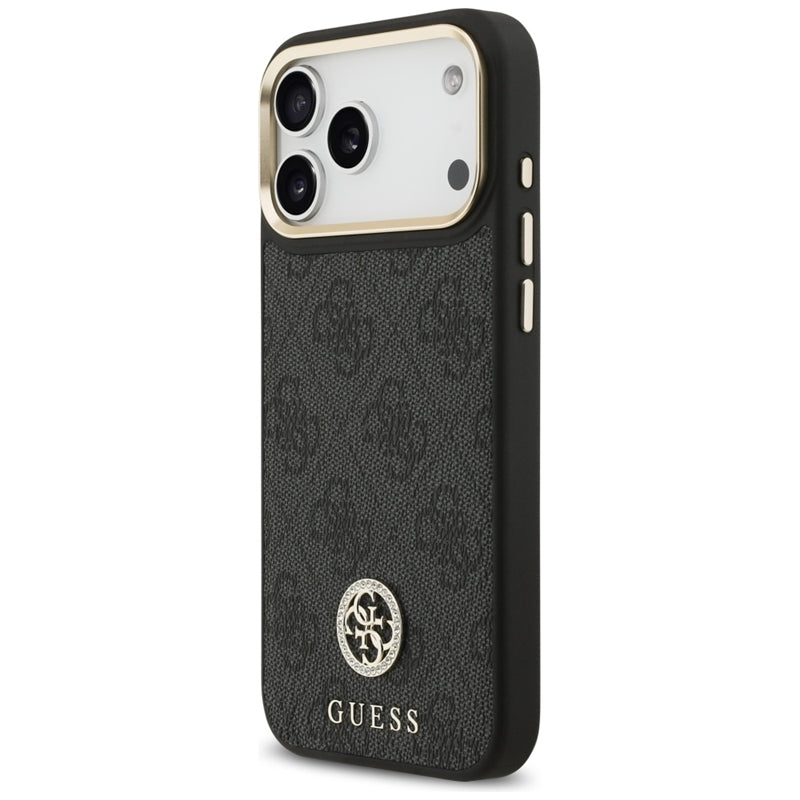 Guess 4G Strass Logo MagSafe dėklas iPhone 17 Pro Max (juodas)