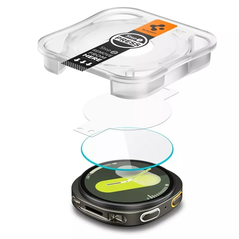 Spigen GLAS.TR EZ FIT 2 vnt. – Grūdintas stiklas, skirtas Samsung Galaxy Watch 8 44 mm (2 vnt.)