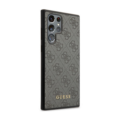 Guess 4G Metal Gold Logo – dėklas, skirtas „Samsung Galaxy S24 Ultra“ (juodas)