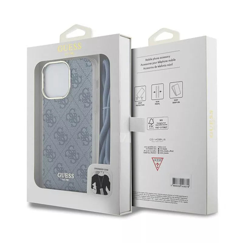 Guess Crossbody Cord 4G Print - iPhone 15 Pro Max dėklas (mėlynas)