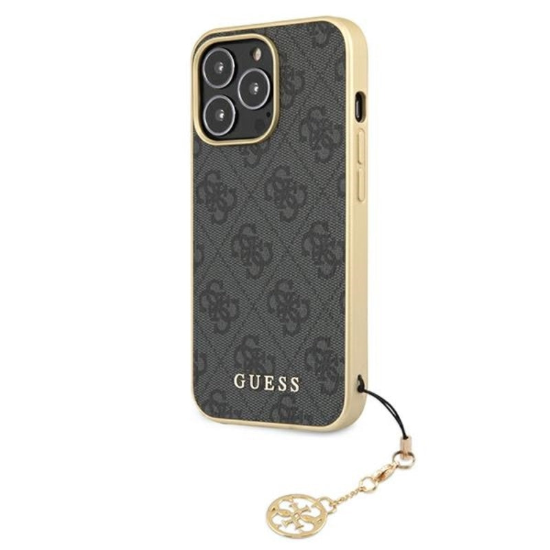 Guess 4G Charms Collection – dėklas, skirtas „iPhone 13 Pro Max“ (pilkos spalvos)