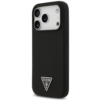 Guess Silikoninis Dėklas MagSafe su Trikampiu Logotipu - iPhone 17 Pro (juodas)