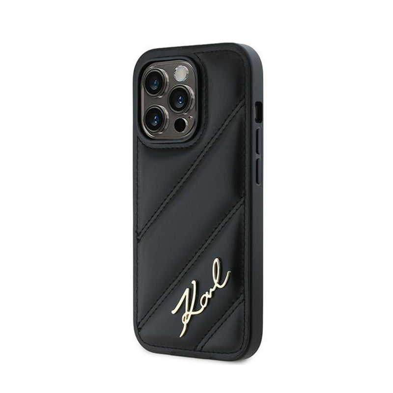 Karl Lagerfeld Diagonal Quilted Script – dėklas iPhone 13 Pro Max (juodas)
