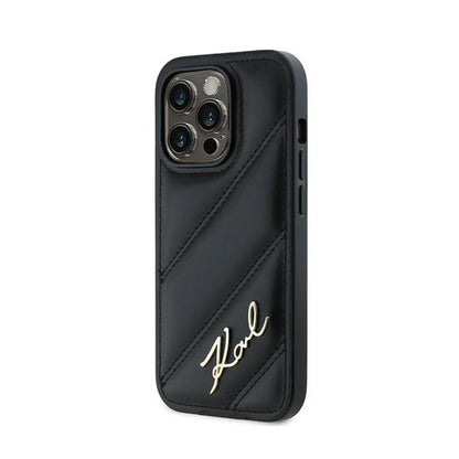 Karl Lagerfeld Diagonal Quilted Script – dėklas iPhone 13 Pro Max (juodas)