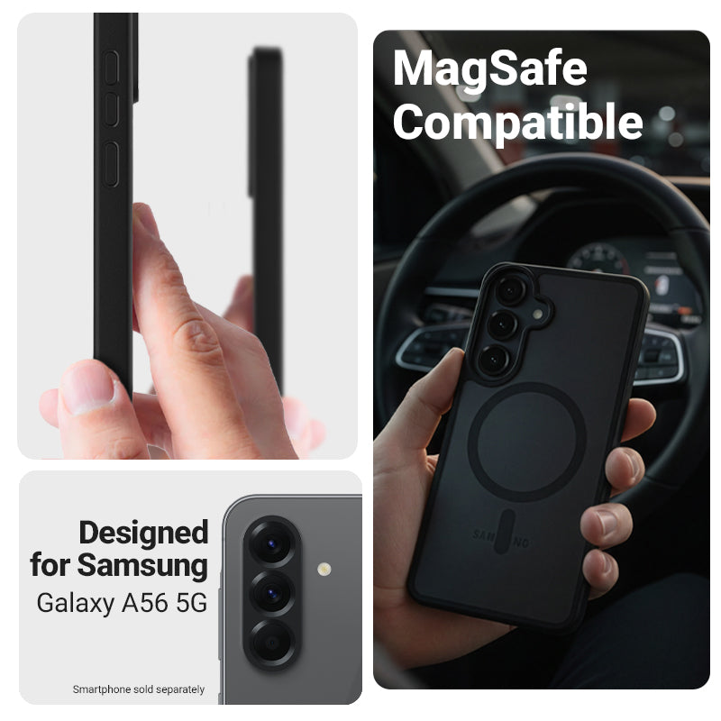 Crong Hybrid Matte Magnetic - MagSafe dėklas Samsung Galaxy A56 (Rožinis)