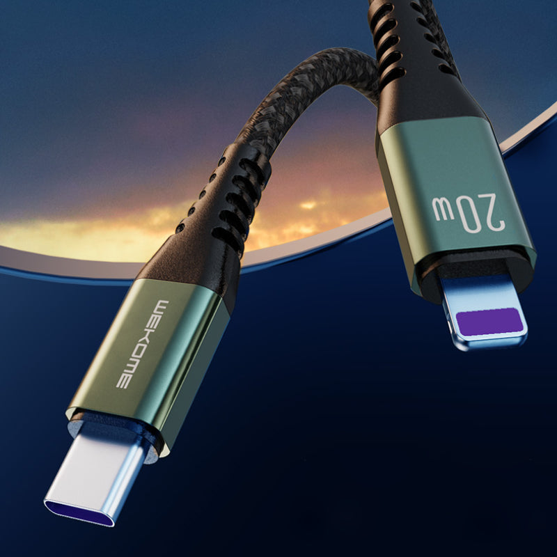 WEKOME WDC-170 Raython Series – 3-in-1 USB-A į USB-C + Lightning + Micro USB 1,2 m greito įkrovimo PD laidas (sidabrinis)