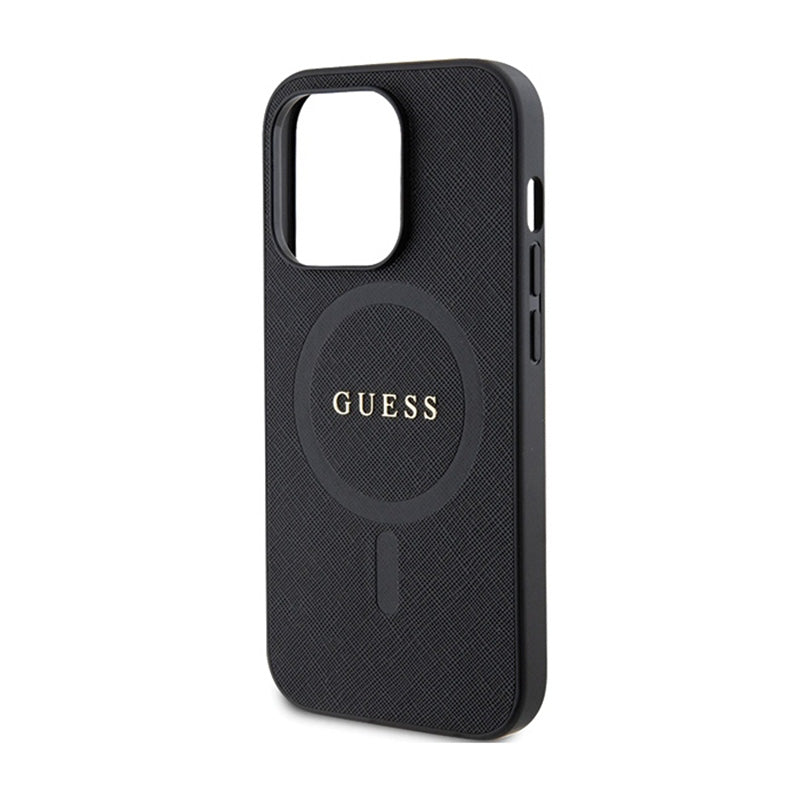 Guess Saffiano MagSafe – "iPhone 14 Pro Max" dėklas (juodas)