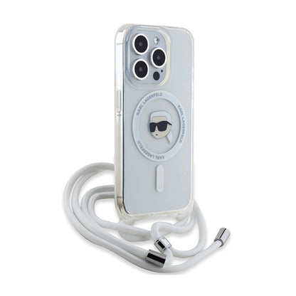 Karl Lagerfeld krepšys per petį IML Karl Head MagSafe – „iPhone 15 Pro Max“ dėklas (permatomas)