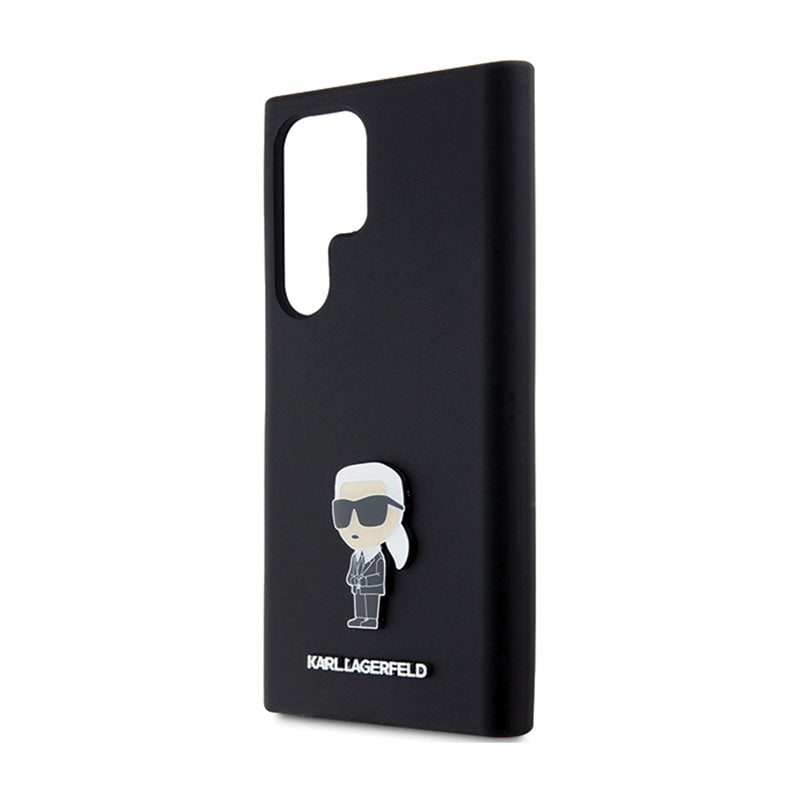 Karl Lagerfeld Silicone Ikonik Metal Pin – Dėklas Samsung Galaxy S24 Ultra (juodas)