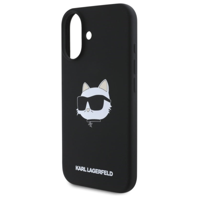 Karl Lagerfeld Silicone Choupette Head Print MagSafe - dėklas iPhone 16 (juodas)