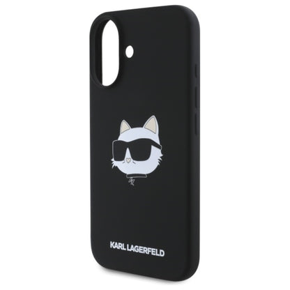 Karl Lagerfeld Silicone Choupette Head Print MagSafe - dėklas iPhone 16 (juodas)