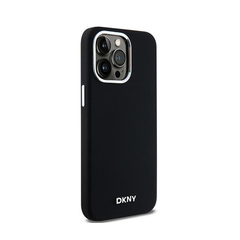 DKNY Liquid Silicone Small Metal Logo MagSafe – dėklas iPhone 15 Pro Max (juodas)