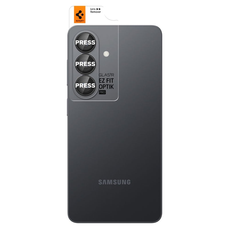 Spigen Optik Pro HD GLAS.TR EZ Fit kameros apsauga 2 vnt. – Stiklinė objektyvo apsauga, skirta Samsung Galaxy S26+ (2 vnt.) (juoda)