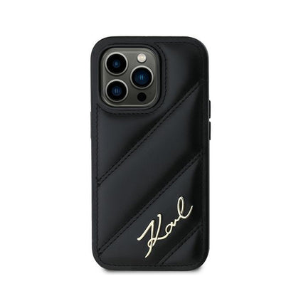 Karl Lagerfeld Diagonal Quilted Script – dėklas iPhone 13 Pro Max (juodas)