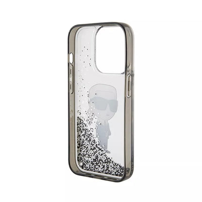 Karl Lagerfeld Liquid Glitter Ikonik – „iPhone 15 Pro Max“ dėklas (skaidrus)