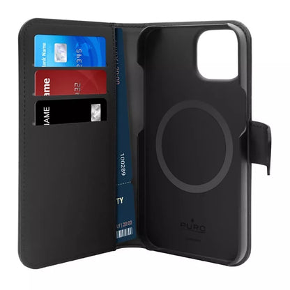 PURO Wallet Detachable – „2in1“ dėklas „iPhone 14 Plus“ (juodas)