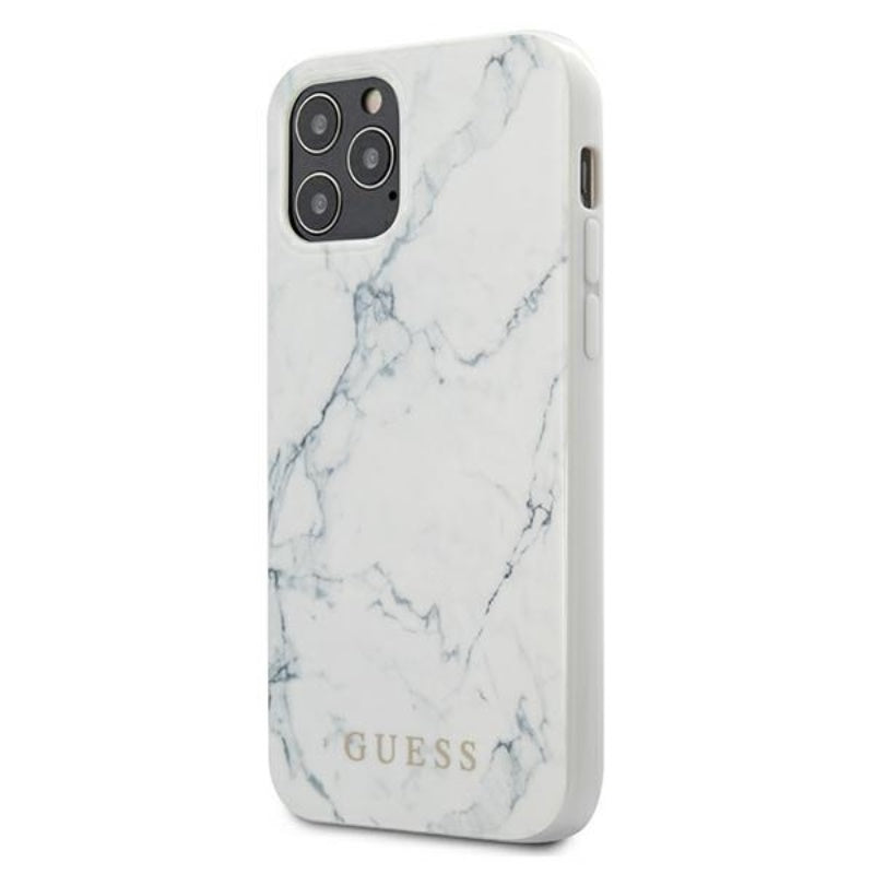 Guess Marble - dėklas iPhone 12 Mini (baltas)