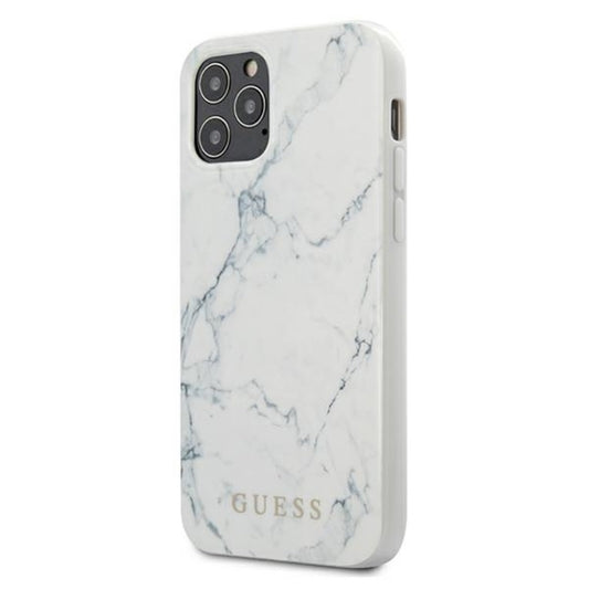 Guess Marble - dėklas iPhone 12 Mini (baltas)