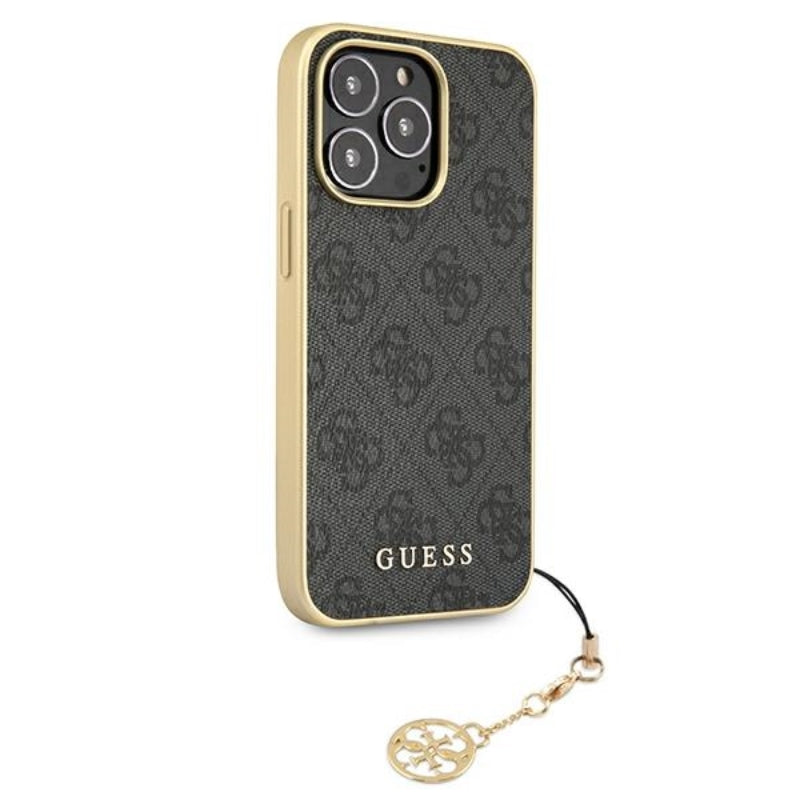 Guess 4G Charms Collection – dėklas, skirtas „iPhone 13 Pro Max“ (pilkos spalvos)