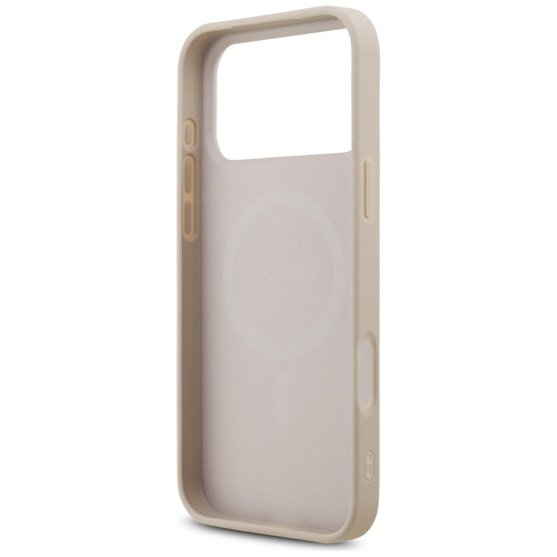 Guess Odinio 4G Triangle Strass dėklas iPhone 17 Pro Max (rožinis)