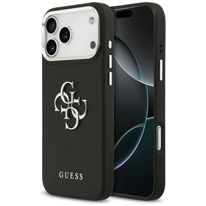 Guess Grained Big 4G Classic Logo dėklas iPhone 17 Pro Max (juodas)