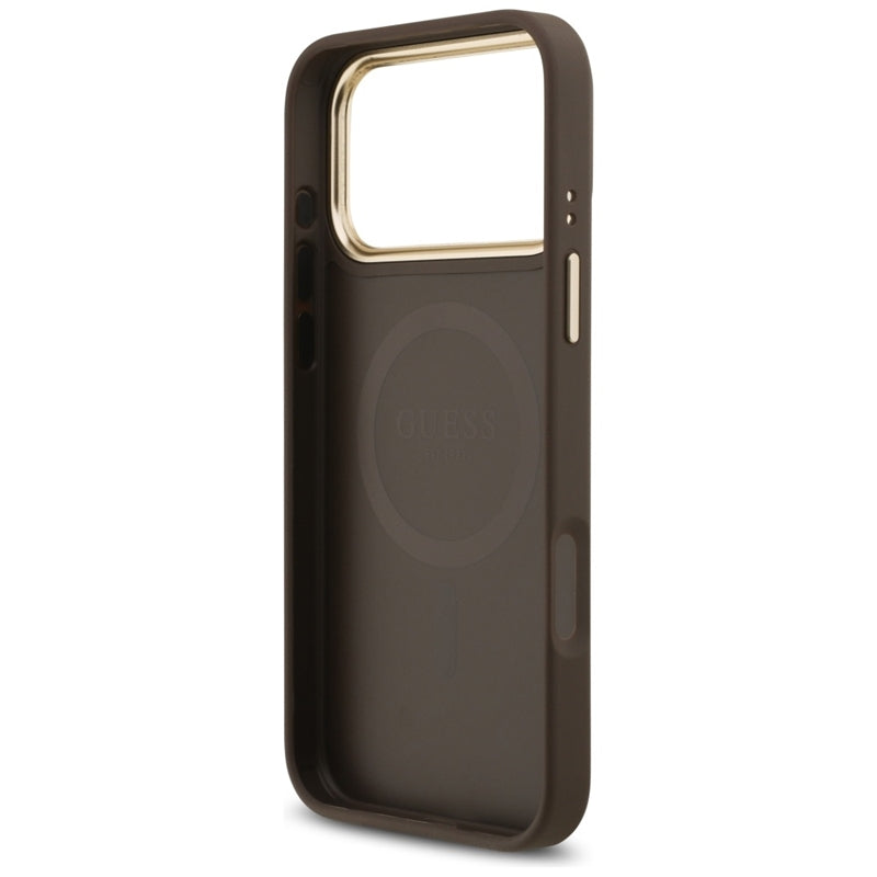 Guess 4G Strass Logo MagSafe - Dėklas iPhone 17 Pro Max (Ruda)