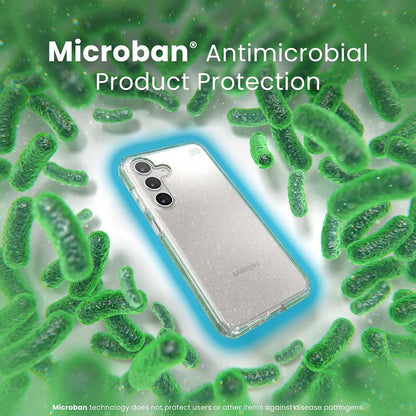 Speck Presidio Lux Glitter - dėklas, skirtas „Samsung Galaxy S24“ (permatoma / auksinė blakstiena)