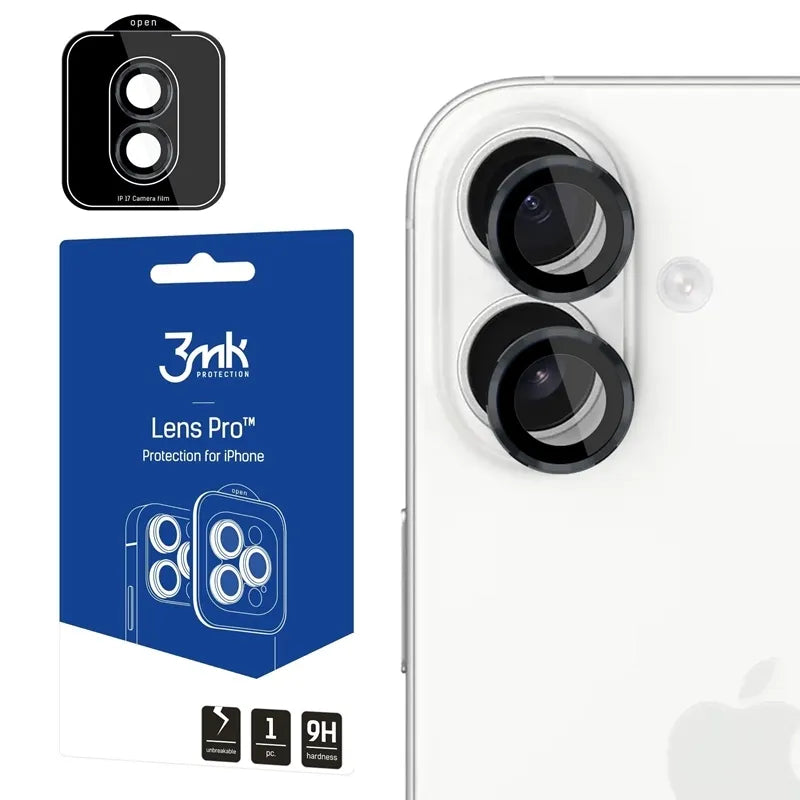 3mk Apsauga Pro - Kameros objektyvo stiklas, skirtas iPhone 17 (Juodas)