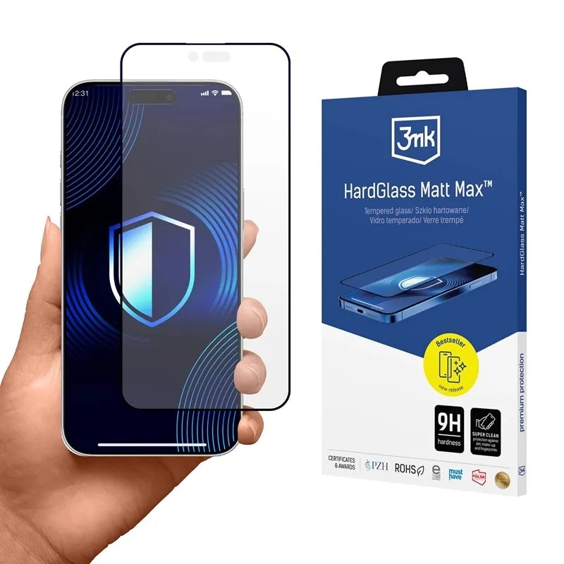 3mk HardGlass Matt Max – Matinis grūdintas stiklas, skirtas iPhone Air