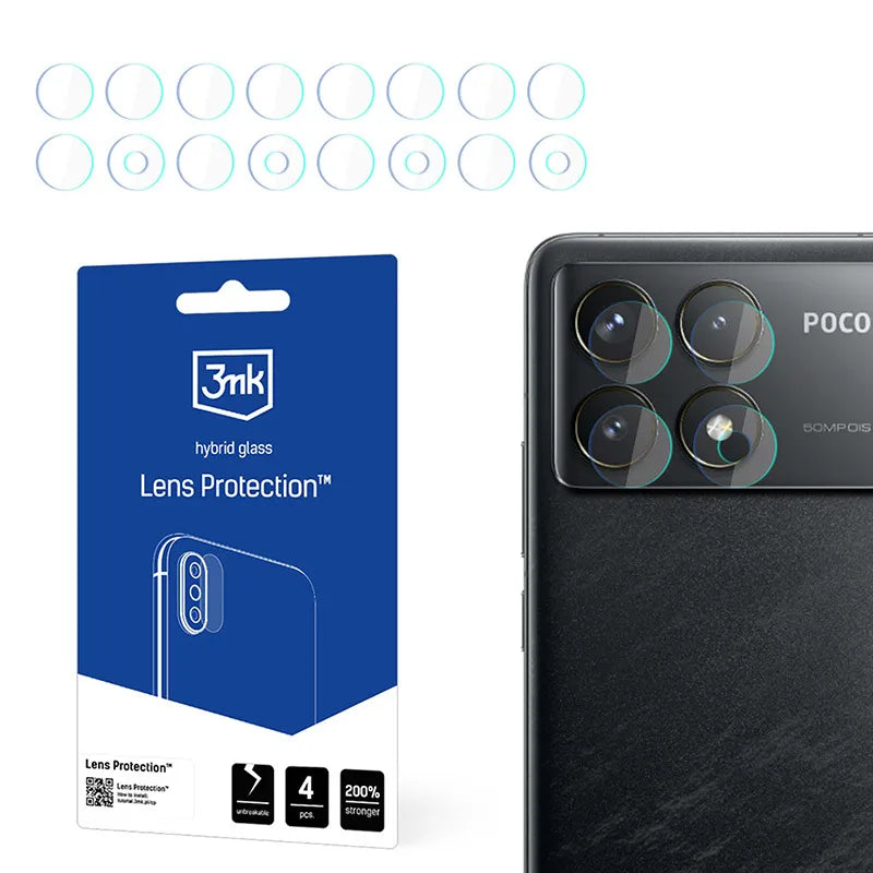 3mk objektyvo apsauga – kameros objektyvo stiklas, skirtas POCO F6 Pro (4 rinkiniai)