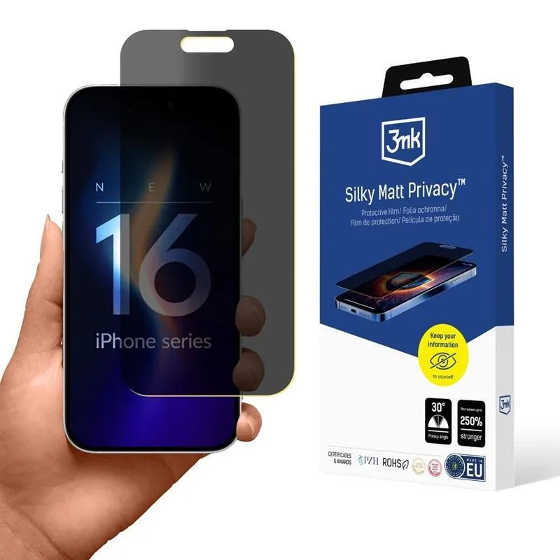 3mk Silky Matt Privacy – Matinė privatumą užtikrinanti plėvelė, skirta iPhone 16 Plus
