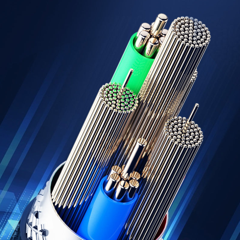 WEKOME WDC-170 Raython Series – 3-in-1 USB-A į USB-C + Lightning + Micro USB 1,2 m greito įkrovimo PD laidas (sidabrinis)