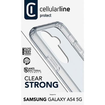 Cellularline Clear Strong – Samsung Galaxy A54 5G dėklas su antimikrobine apsauga (skaidrus)