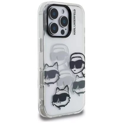 Karl Lagerfeld IML Multi K&C Head Pattern dėklas, skirtas iPhone 16 Pro (skaidrus)